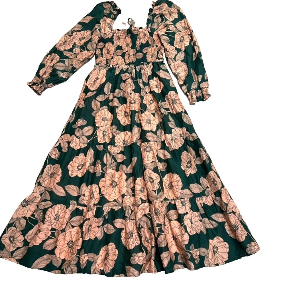 Vineyard Vines Dress Women's XS Warren Floral Long Sleeve Smocked Midi NWT - Picture 6 of 15